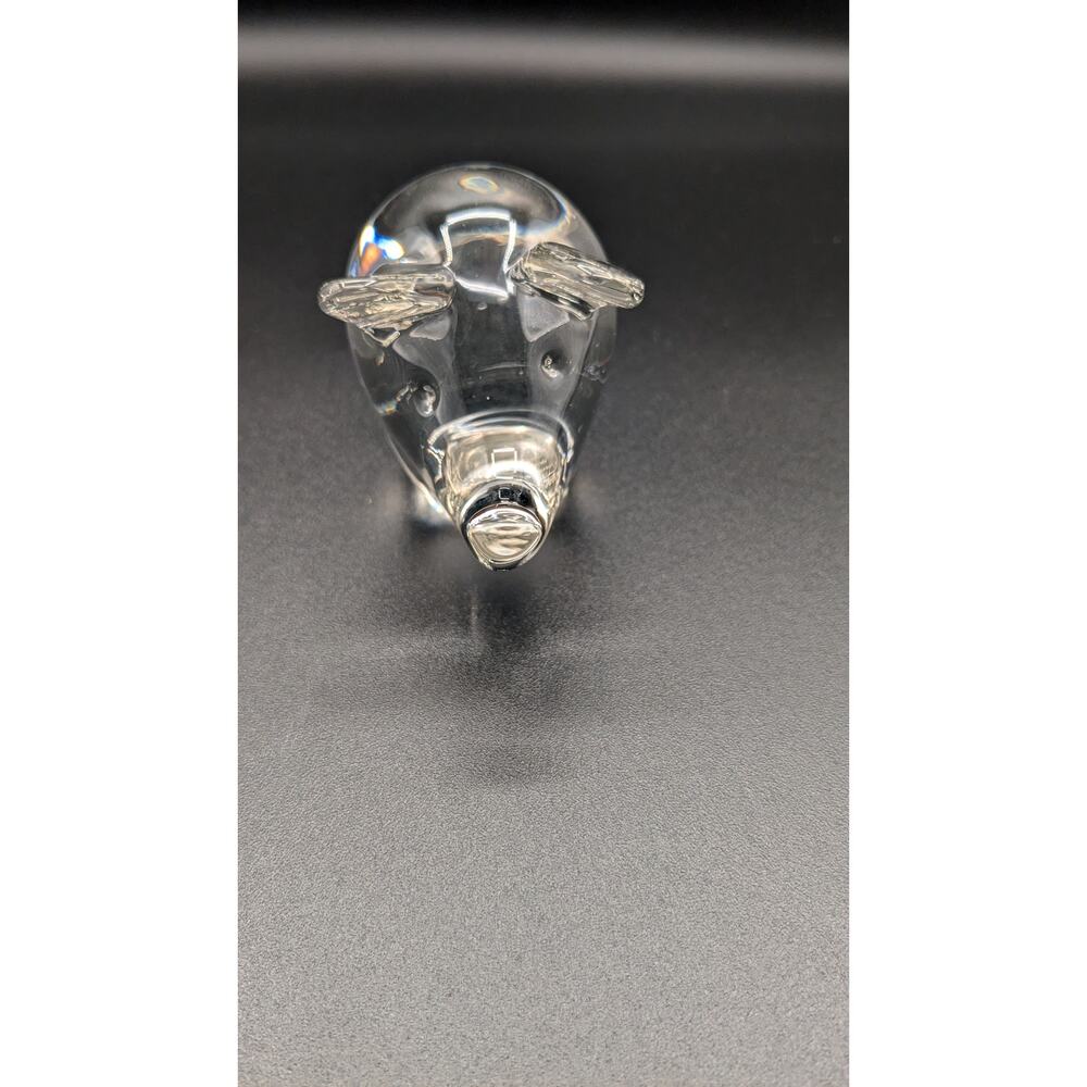 Clear Glass Pig Paperweight.  Mouthblown 2.5"